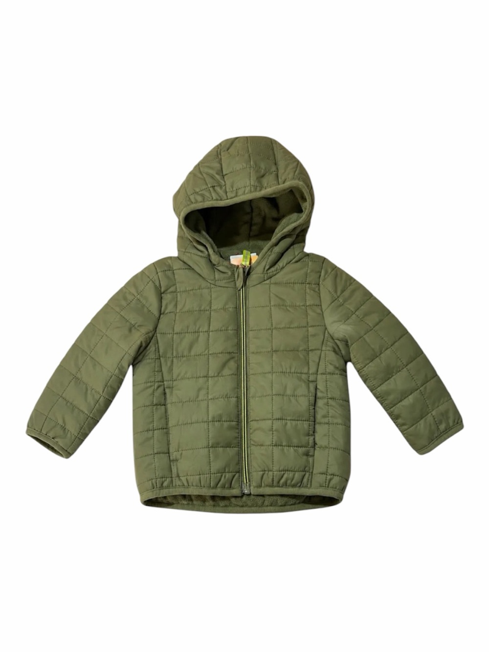 Cat & Jack Olive Green Quilted Hooded Puffer Jacket